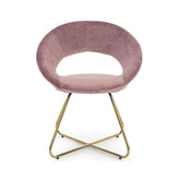 Scaun tip fotoliu roz pal/auriu din catifea poliester si otel Vanity Bizzotto